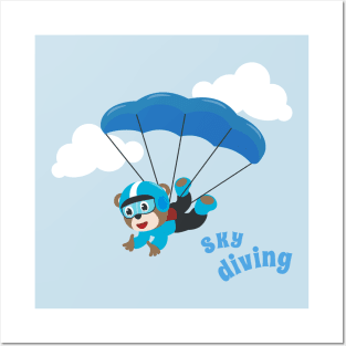 Vector illustration of a cute skydiver Posters and Art